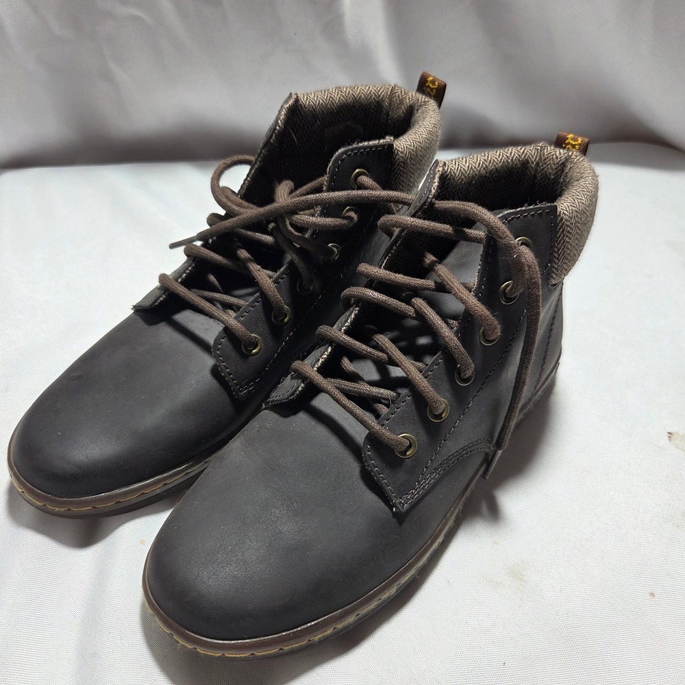 Dr. Martens‎ Maelly Dark Brown Leather Herringbone Ankle Boots Womens 8 US L